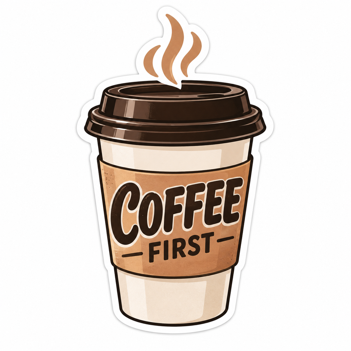Coffee First Die-Cut Sticker