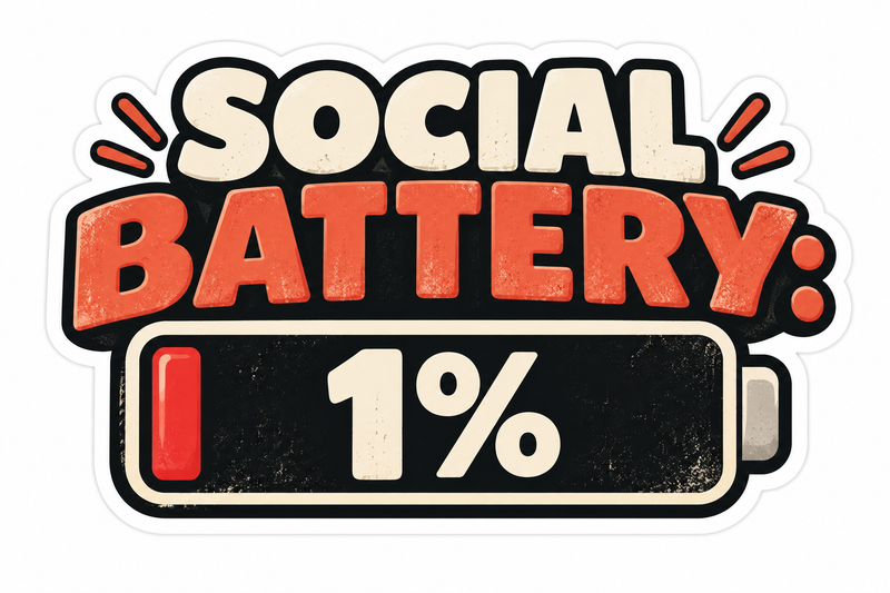 Social Battery Die-Cut Sticker