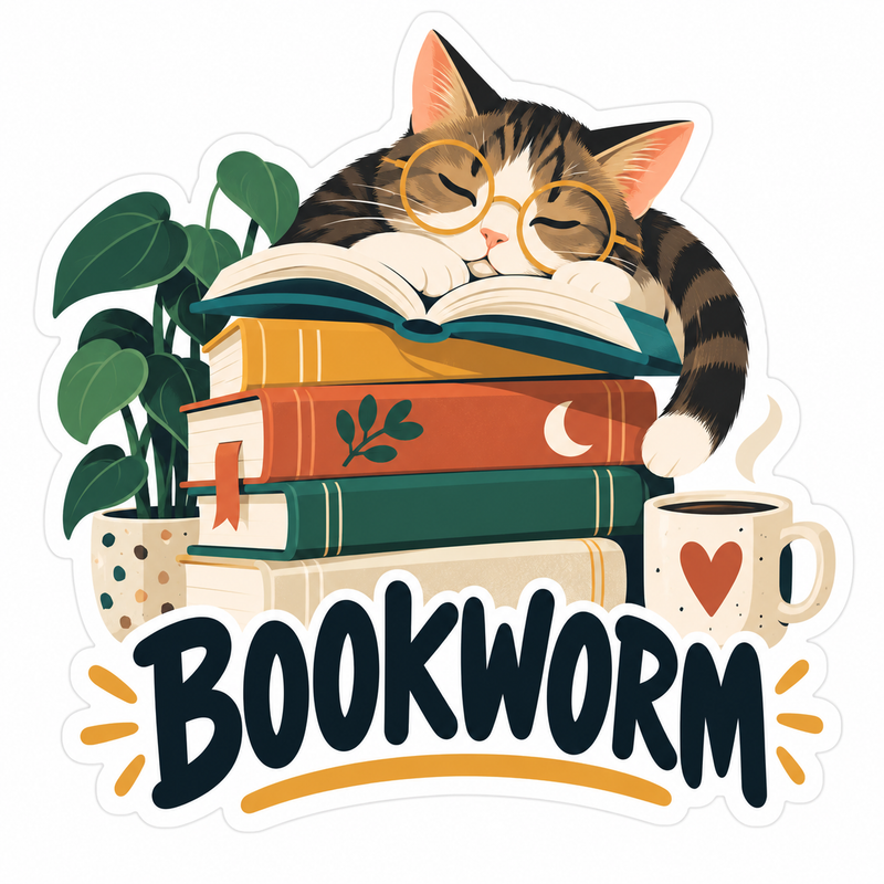 Bookworm Die-Cut Sticker