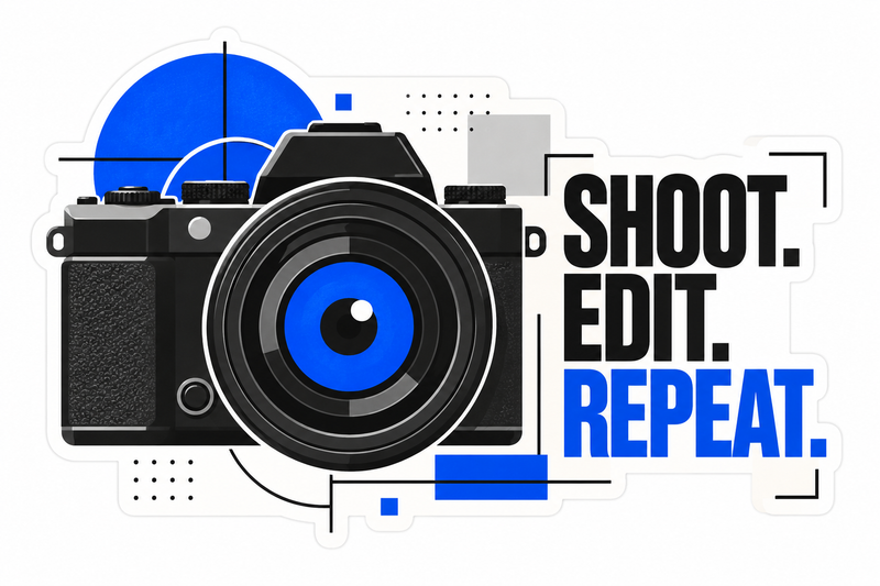 Shoot Edit Repeat Die-Cut Sticker