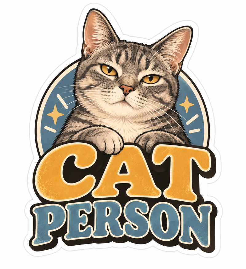 Cat Person Die-Cut Sticker