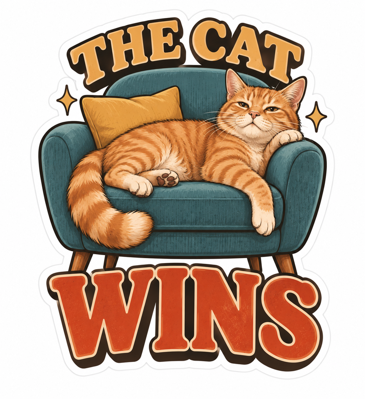 The Cat Wins Die-Cut Sticker
