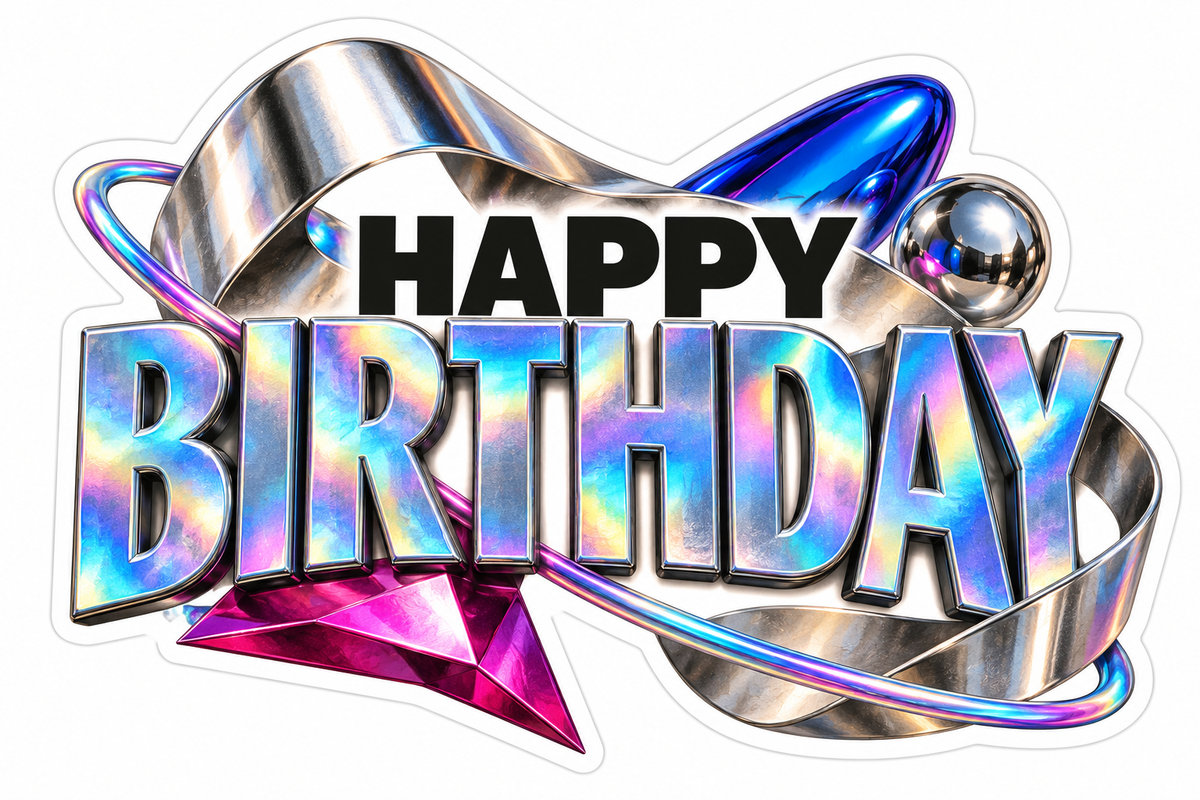 Happy Birthday Die-Cut Sticker